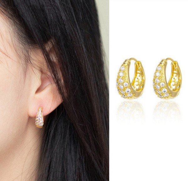 Bông tai đính đá mạ vàng 