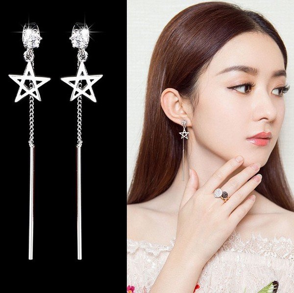 Bông tai đính đá dáng dài